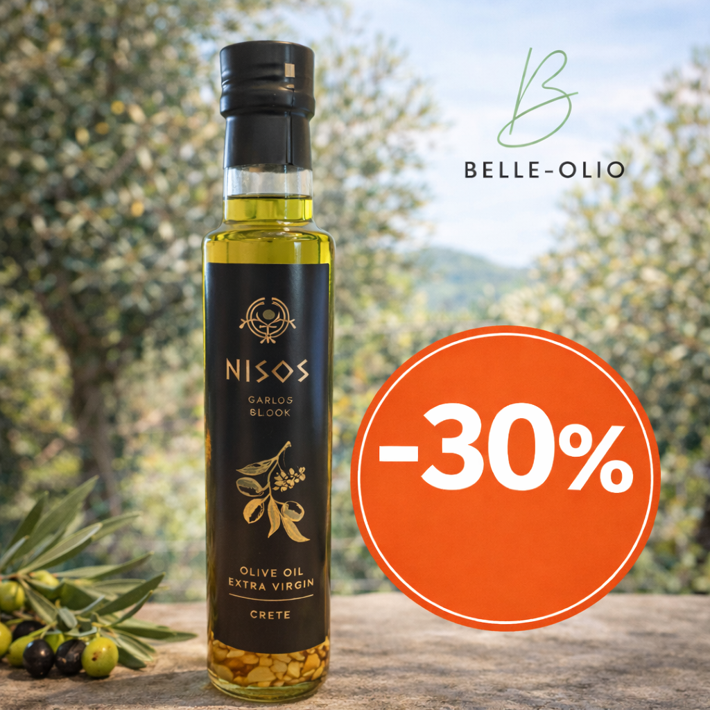 Nisos Olijfolie met Lookblokjes – uit Kreta, Griekenland -30%