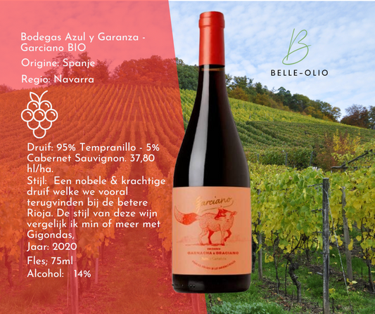 Bodegas Azul y Garanza - Garciano BIO - 0.75 - 2019 - Graciano is een nobele & krachtige druif welke we vooral terugvinden bij de betere Rioja.