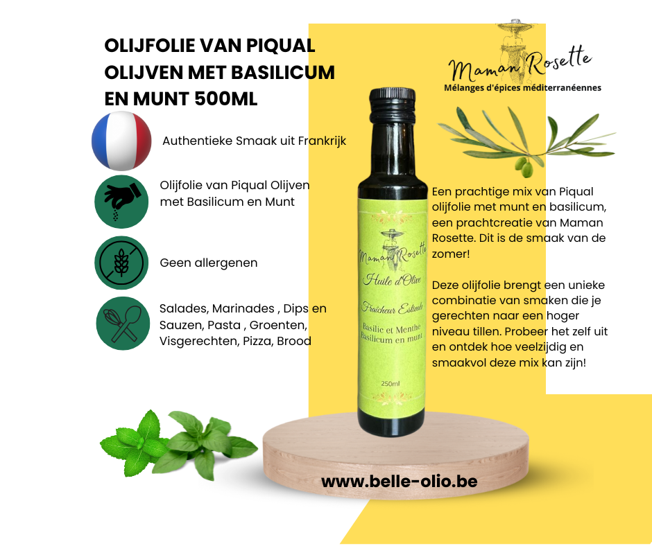 Basilicum en Munt Olijfolie van Piqual Olijven 500ml