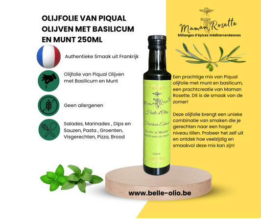 Basilicum en Munt Olijfolie van Piqual Olijven 250ml