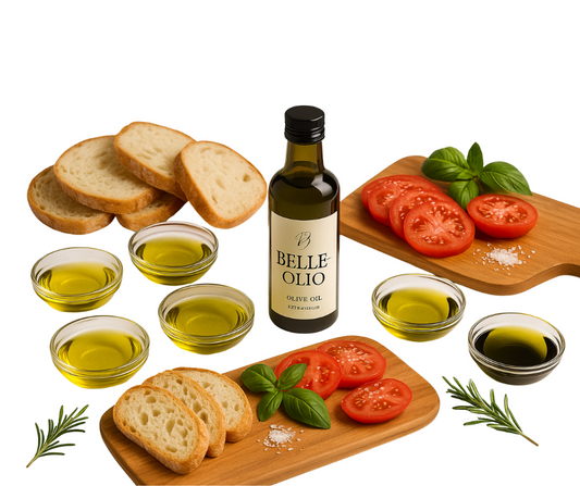 Olijfolieproeverij bij Belle-Olio - Laat je zintuigen verwennen met onze  olijfolie die jouw maaltijden zal verrijken.