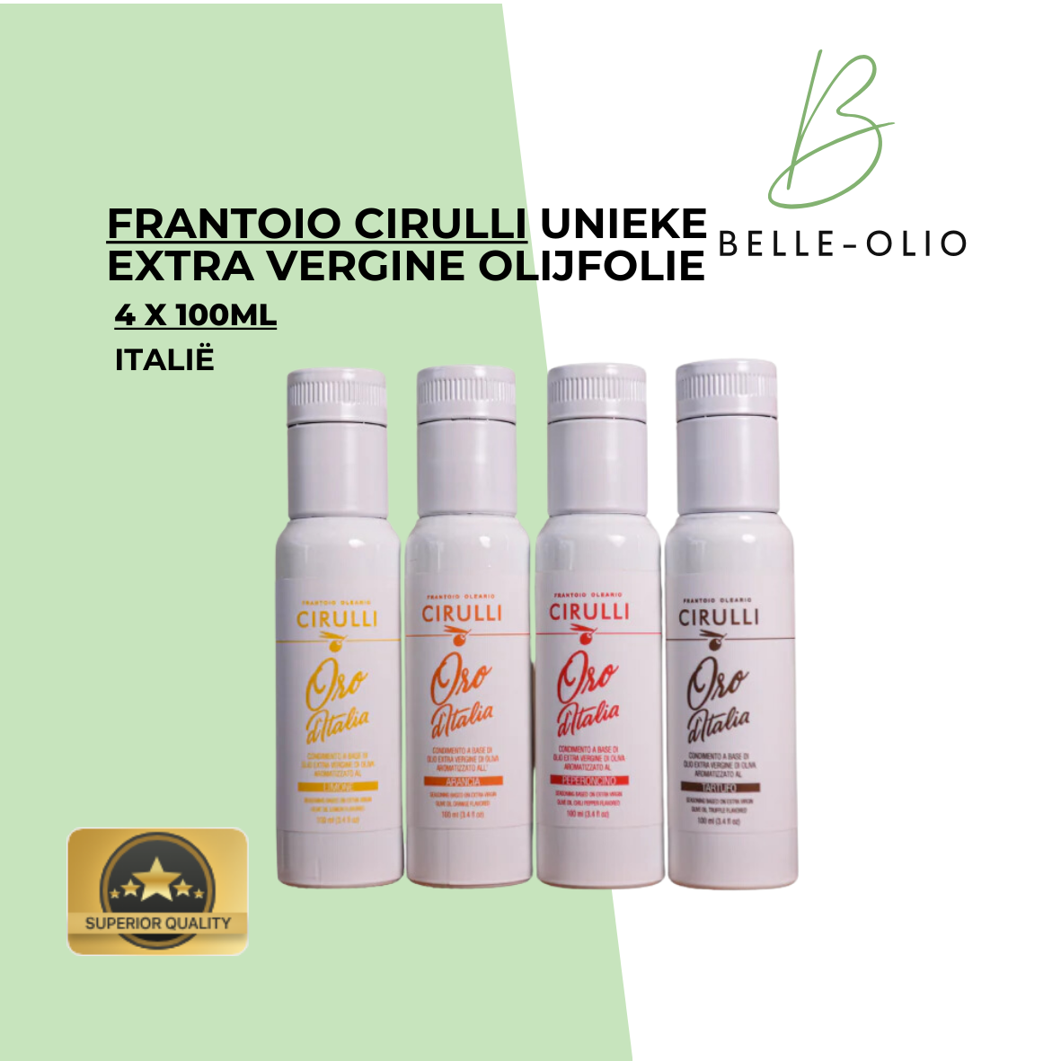 Unieke Extra Vergine Olijfolie Frantoio Cirulli – 4 x 100ml - Altijd de beste olijfolie binnen handbereik!