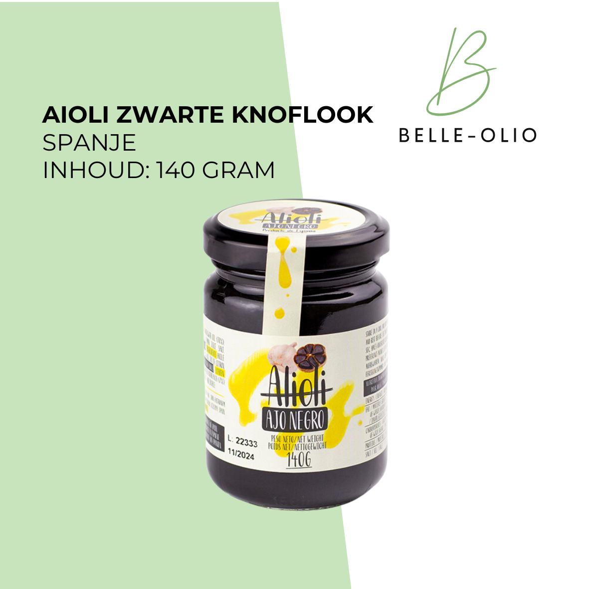 Aioli zwarte knoflook - 130 gr - De traditionele mix van olie en knoflook.