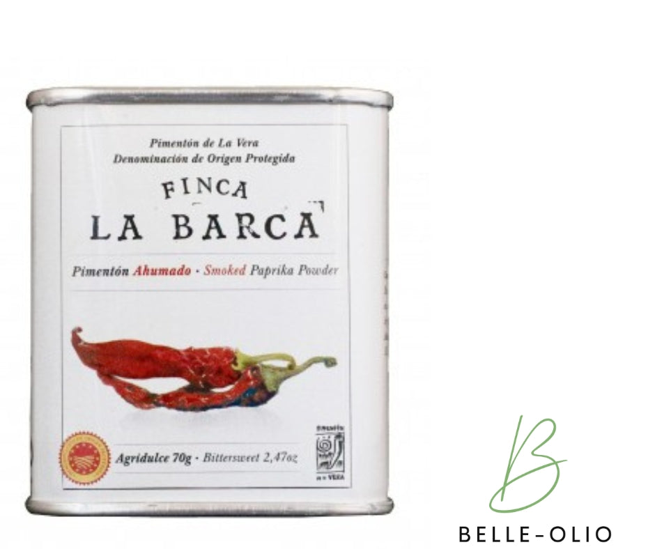 Gerookt paprikapoeder pikant blik 70g Finca La Barca - waar de kunst van Pimentón de la Vera tot leven komt!