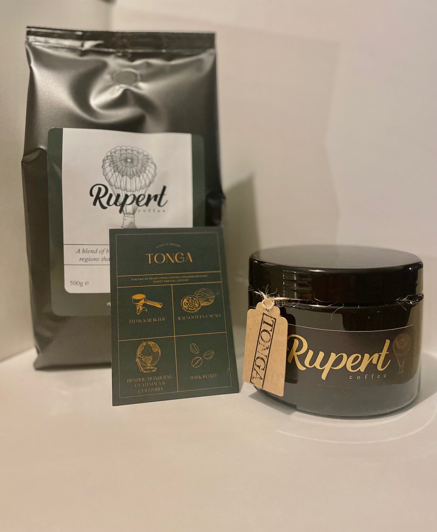 Rupert Coffee "Tonga"  herbruikbare koffieblik.  200gr